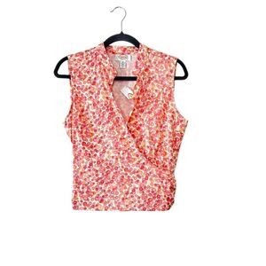 Talbots Sleeveless Wrap Blouse Shirt Top Cotton Size 10